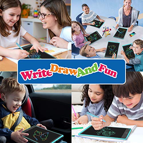 Image of HOMESTEC Writing Board, 12 Inches, Colourful Display, LCD Electronic Painting Board for Children, Display Children's Laptop for Notes /Drawing, Optimal Paper Replacement, Children's Toy from 3 Years