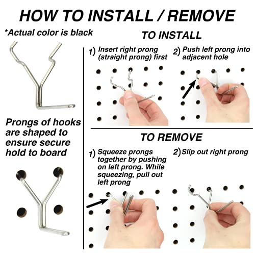 Right Arrange Steel Pegboard Hooks 50-Pack 2" L Hook, Black - Will Not Fall Out, Fits Any Peg Board - Organize Tools, Accessories, Workbench, Garage Storage, Kitchen, Crafts, Jewelry, Retail