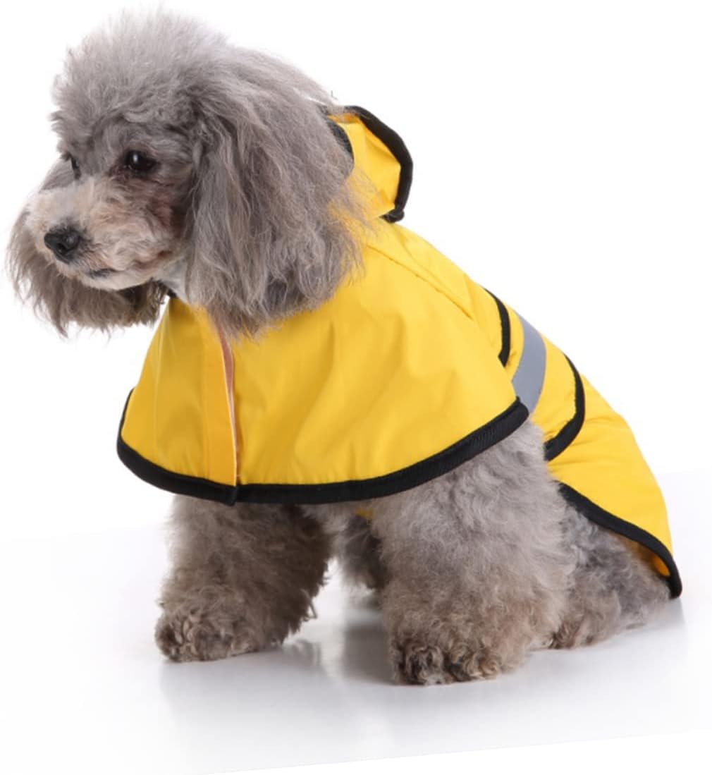 BESPORTBLE 3pcs Lovely Dog Raincoat Pet Hooded Jacket Reflective Design for Small Dogs Comfortable Elastic Material for Outdoor Walking and Running Yellow