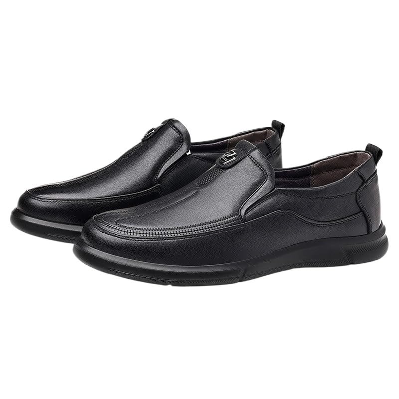 Casual Leather Shoes Men Slip-on Single Shoes Soft Surface Lightweight Men's Round Shoes