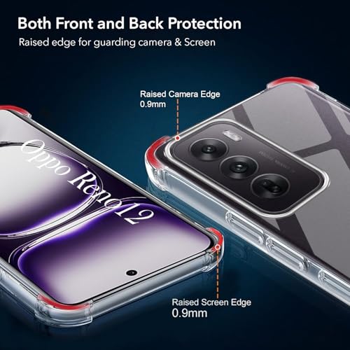 Image of Jkobi Shockproof Crystal-Clear Back Cover for Oppo Reno12 5G | Oppo Reno 12 5G (Anti Yellow Case | Drop & Camera Protection | Hard Polycarbonate)