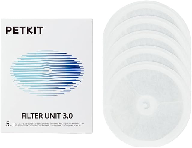 PETKIT Filtry do Fontanny do Wody dla Kota, Zespoły Filtrujące dla EverSWEET 2, EVERSWEET 3 i CYBERTIAL PUREDRINK, Filtry Zamienne (3.0 5 Sztuk)