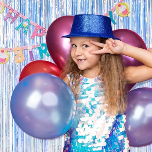 Image of 5 Pack Iridescent Backdrop Party Decorations Tinsel Curtain Party Backdrop Foil Fringe Birthday Decorations Photo Booth Streamer Backdrop Pink Theme Bachelorette Graduation Party Decorations