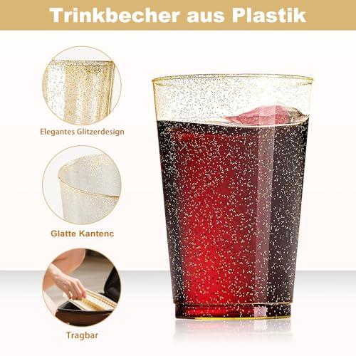 Gobelets réutilisables dorés au design élégant vaisselle de fête rigide 350 ml - 4