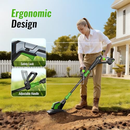 image for Patoolio 20V Cordless Tiller Cultivator, Lightweight 360RPM Electric G