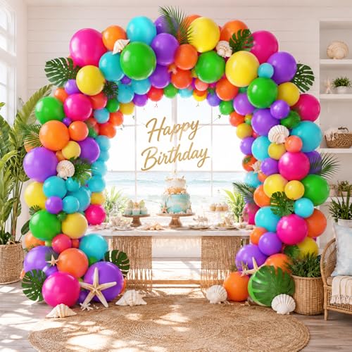 Image of Assorted Color Balloons, 60 Pcs 12 Inch Rainbow Latex Balloons in Teal Green Rose Red Yellow Orange Purple for Birthday Baby Shower Wedding Party Decorations