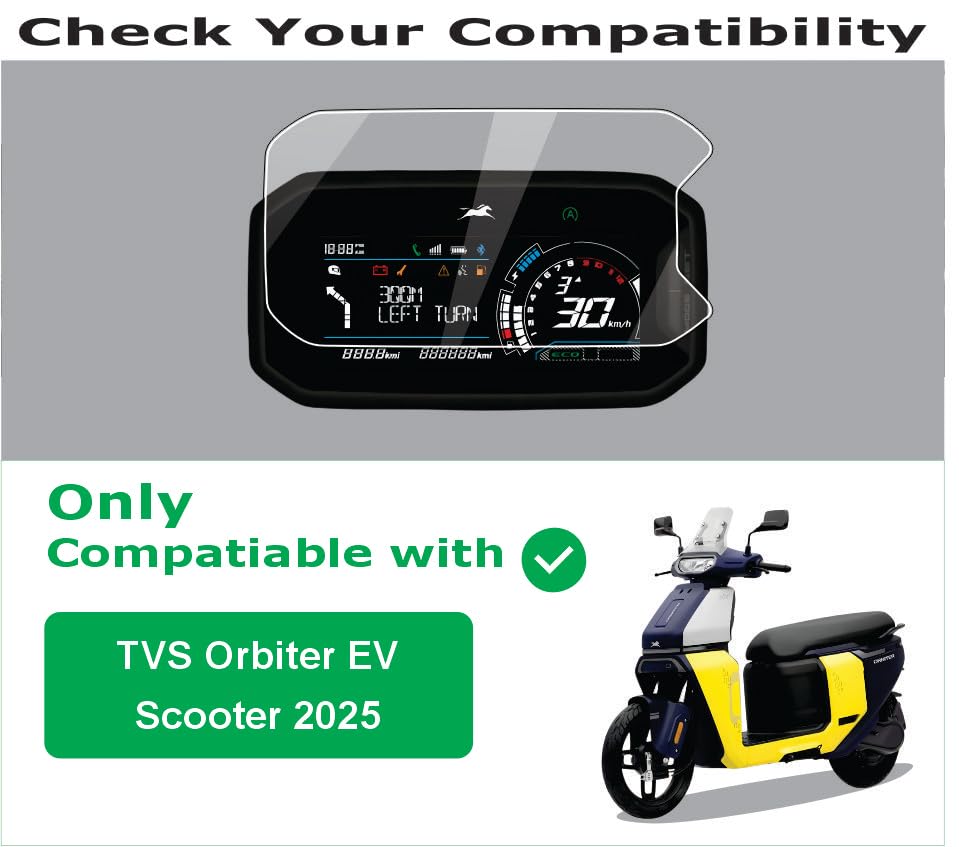 Image of OHAYO 2 Pack Display Screen Protector for TVS ORBITER EV Scooter 2025 Digital TFT Instrument Cluster | 9H Hard Coating | Military-Grade Scratch Resistant | HD Clear | Bubble-Free | Self-Healing | Easy Installation | Not Tempered, Flexible Screen Protection Film for Speedometer Display