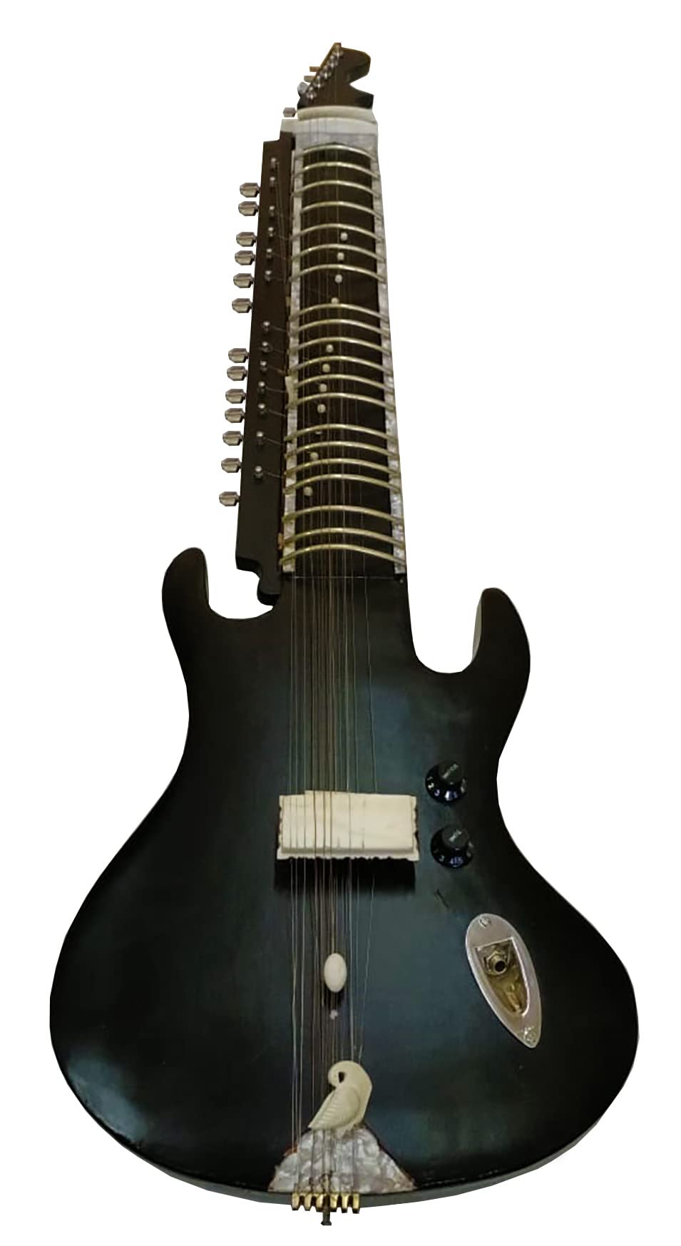 Chitarra-Sitar elettrico-acustica. Strumento professionale Sitar indiano in cedro.