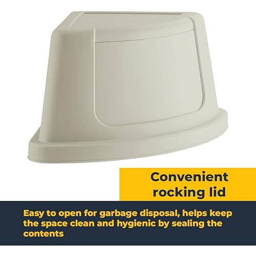 Miniatura 10 de Cubo de basura escolar con tapa de puerta de empuje, cubo de basura redondo de esquina de 21 galones, resistente a las grietas, bote de basura