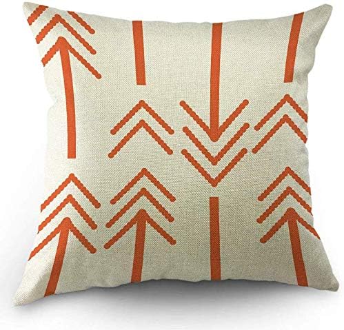 HL HLPPC Arrows Throw Pillow Case Retro Orange Bold Arrows Cotton Linen Cushion Cover 18 x 18 Inches Standard Square Decorative Pillow Cover for Sofa and Bed One Side Print