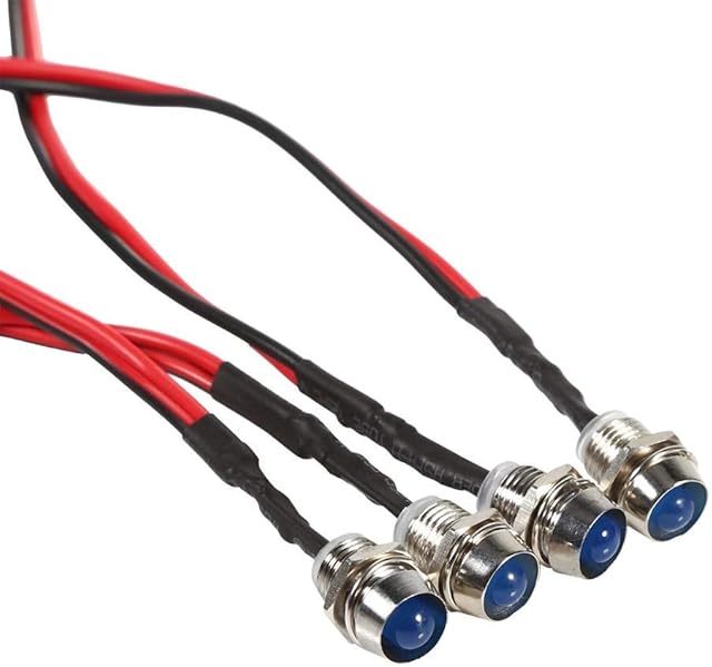 Keenso 4 Pcs 12v 8mm LED Panel Pilot Dash Warning Light Indicator Lamp Car Van Boat Indicator Light Lamp Pilot Dash Bulbs Directional (Blue) indicator light indicator light