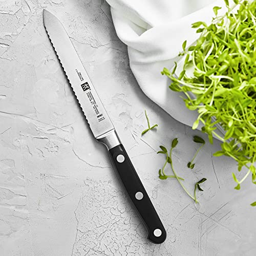 Image of ZWILLING Professional S 5-inch Razor-Sharp German Serrated Utility Knife, Made in Company-Owned German Factory with Special Formula Steel perfected for almost 300 Years, Dishwasher Safe