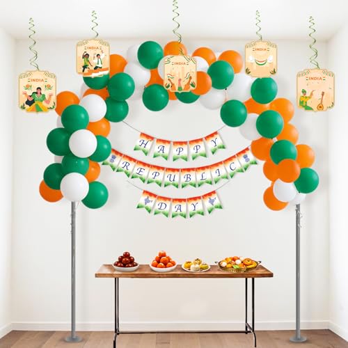 Party Propz Independence Day Decoration Items - 56 Pcs, 2 in 1 Ha...