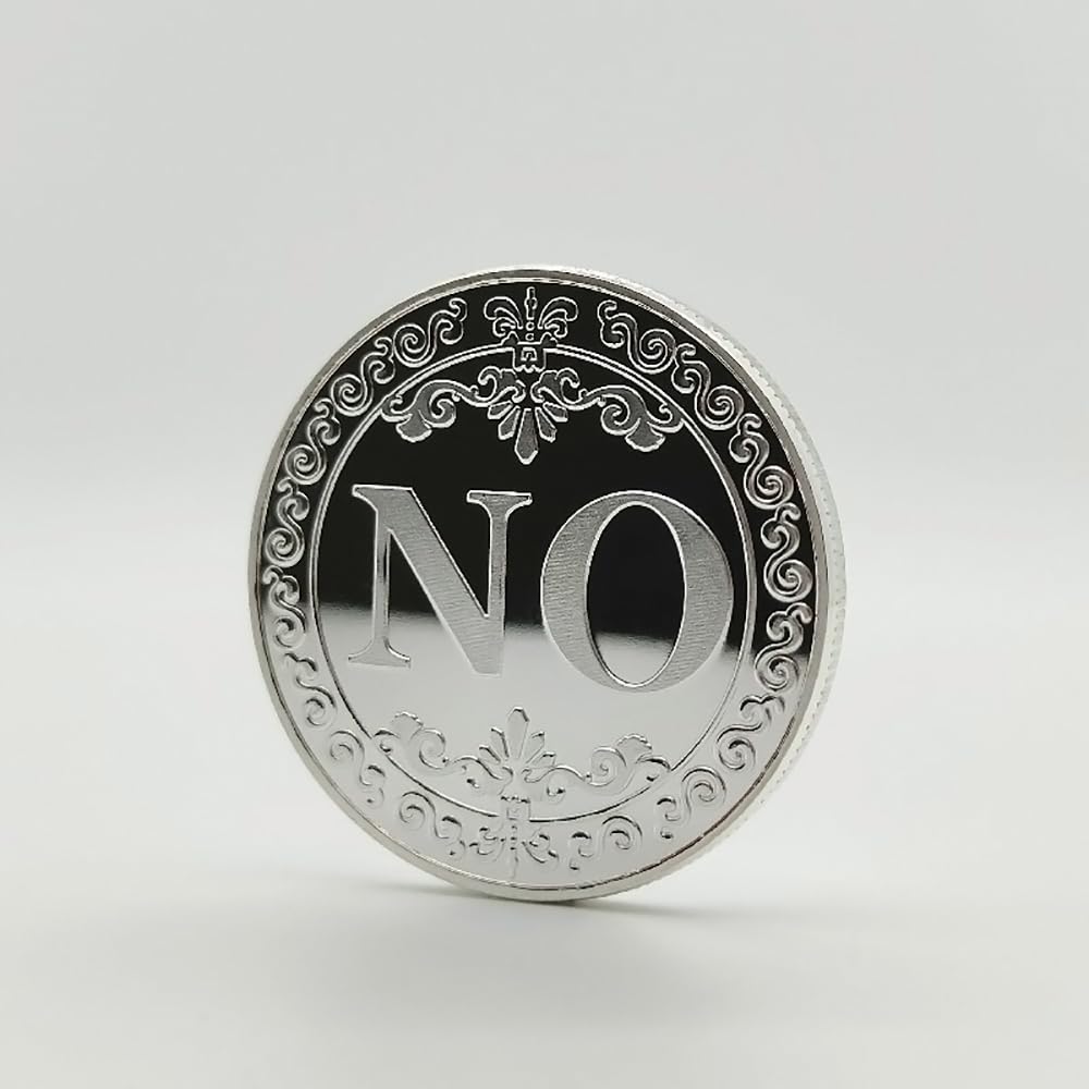 Sì No Monete da Sfida, Badge Commemorativo in Metallo, Distintivo Decisionale, Moneta da Collezione per Sfide, Argento (Stile 1)