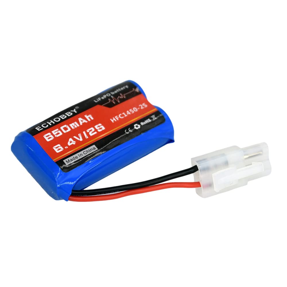 Batterie KET-2P mâle P-to-S 6,4 V 2S 650 mAh pour voiture télécommandée, buggy, camion, bateau de course (4 pièces)