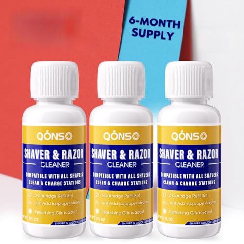 Electric Shaver Cleaning Solution - Electric Razor Cleaner，Compatible With Braun Cleaning Solution & Renew Refill Cartridges - Clipper Blade Cleaner - 3 Bottles, Makes 9 Refills