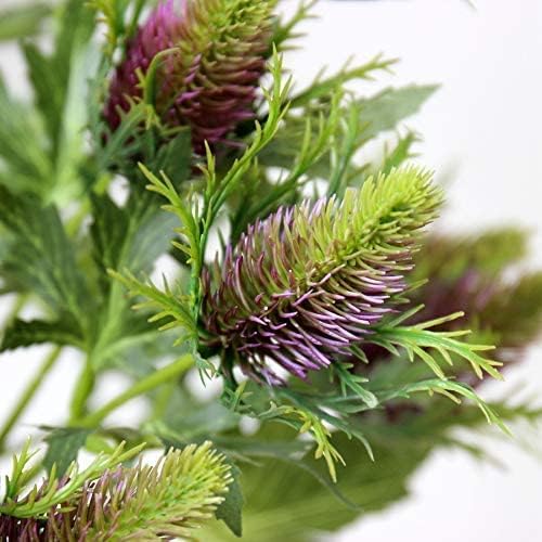 Xidmold 4 Bundles Purple Grey Artificial Thistle Spray Real Touch Eryngium Sea Holly Flowers Bouquet Faux Decorative Flower for Wedding Centerpieces Home Shop Office Restaurant Party Table Decor