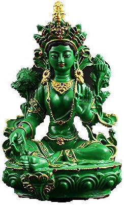 ZHIBO Green Tara Buddha statue Doro Bodhisattva Guanyin resin painted Buddha statue ornaments Collection