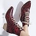 Womens Serpentine Leather Ankle Boots - Fashion Pointed Toe Lace Up Chunky Thick High Heel Short Booties Trendy Casual Outdoor Ladies Shoes