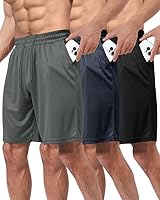 BOOJO 3er Pack Sporthose Herren Kurz Hosen mit Taschen Sport Shorts Schnell Trocknend Trainingshose für Gym Fitness(Schwarz/Dunkelgrau/Dunkelblau,XL)