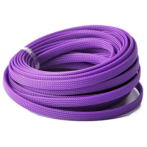 Othmro 32.8ft Length PET Flexible Braided Cable Sleeves 0.31in Width Wire Loom Sleeving and Organizers Flexible Wire Mesh Sleeves for TV Audio PC Computer Cords from Pet Chewing Purple