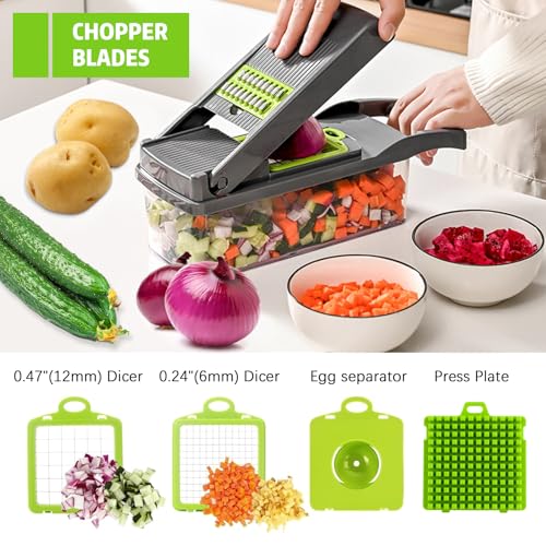 16-in-1 Kitchen Vegetable Chopper, Mandoline Food Slicers, Vegetable Cutters, Cheese Grater, Dicer Machine, Veggie Onion Salad Food Chopper with Container, Potato Chipper, Kitchen Tools & Gadgets - Image 5