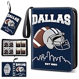 Football Card Binder, Dallas Trading Card Holder Protectors, 4 Pocket Fits 400 Cards with 50 Removable Sleevesves Card Storage Album Folder Case Collector