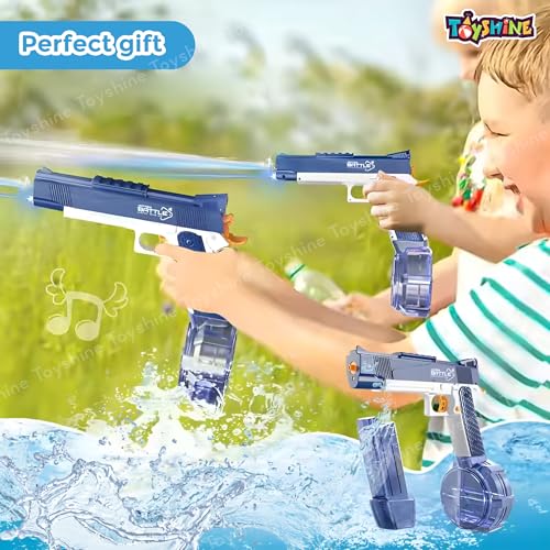 Image of Toyshine Electric Holi Water Gun Automatic Rechargeable Toy Pistol with Pressure Mechanism for Range Upto 32 feet A Powerful Squirt Toy for Kids Pool Beach Party Games and Outdoor Water Fun Blue
