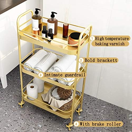 Lockable Rolling Metal Storage Trolley, Multi-Tier Kitchen Utility Cart on Wheels, Mobile Shelving Organizer for Easy Storage & Organization, Perfect for Home & Office