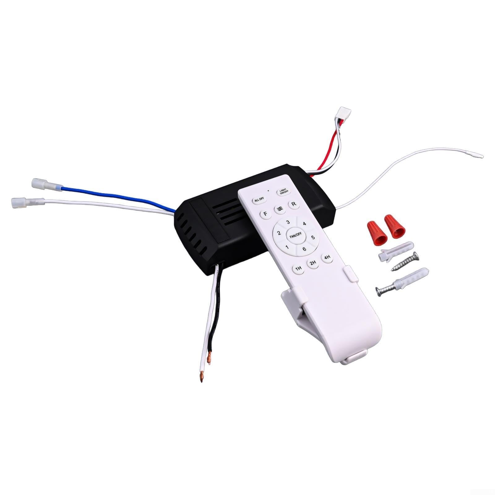 Kit de control remoto de ventilador de techo de conversión de frecuencia con 1-6 ajustes, rango de 30 m, entrada de 90-265 V, carcasa de PC, ventiladores de techo AC (negro/blanco) (versión