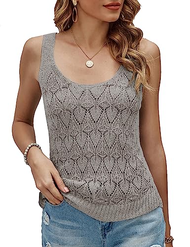 Image of Womens Sleeveless Tank Tops Summer Knit Sweater Vest Casual Cami Shirts Tops