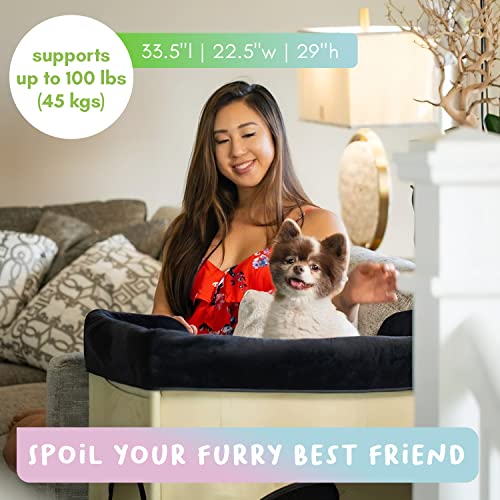 Petique Bedside Lounge Pet Bed, Bunk Bed For Medium Size Pets, Raised Lounge Bed For Cats & Dogs, Zebra Vibes Design #TOP5