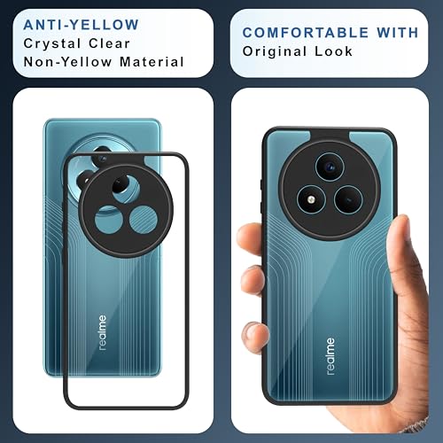 Image of CEDO Backcover for Realme Narzo 80 Pro (5G) | Camera Protection Bump Shockproof Edge | Ultra Hybrid Transparent Acrylic Clear TPU+PC Hard Backcase Cover (Black)