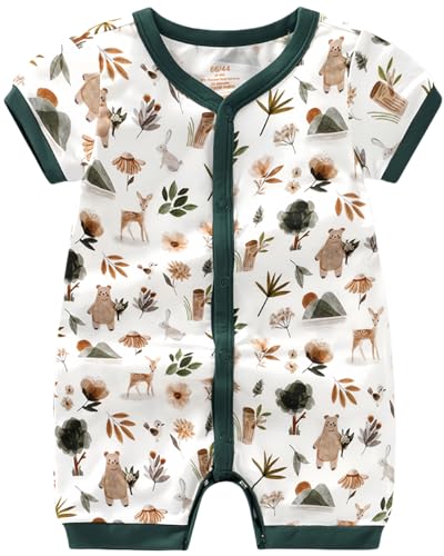 BINIDUCKLING Baby Summer Romper 95% Viscose Made from Bamboo, 5% Spandex Buttery Soft Snap Up Jumpsuits Newborn - 24 Months