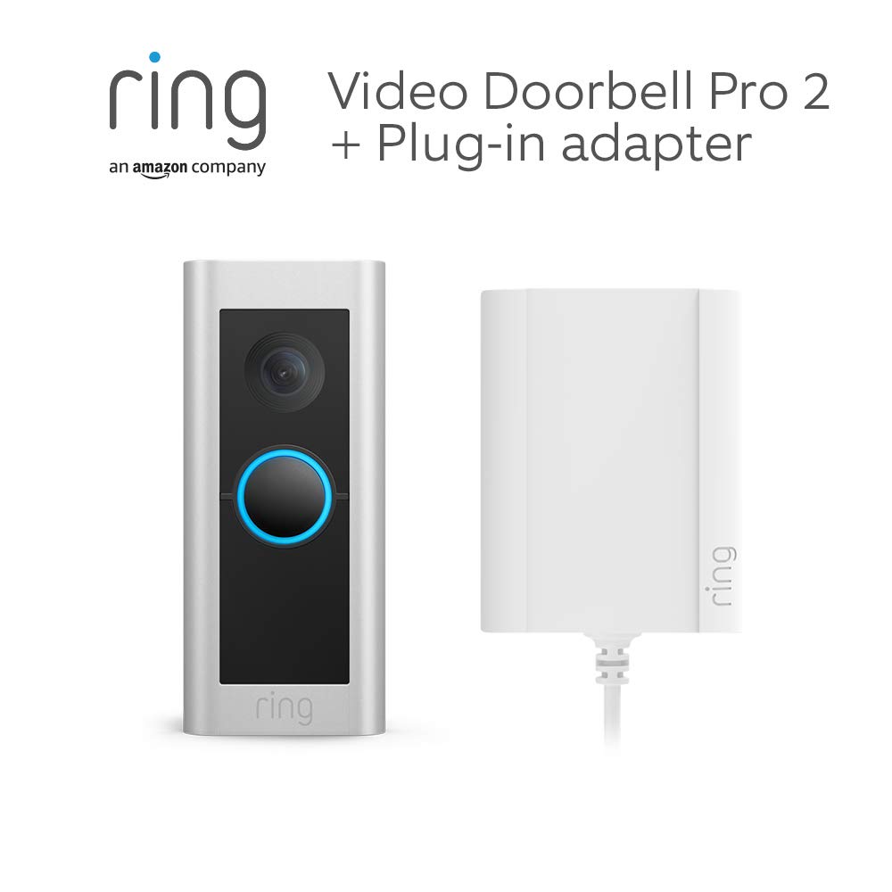 Ring Video Doorbell Pro 2 with PlugIn Adapter by Amazon HD Head to