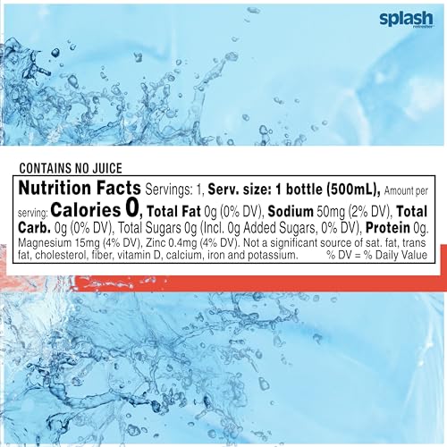 Image of Splash Refresher Mandarin Orange Flavored Water, 16.9 Fl Oz, Plastic Bottle, Pack of 12
