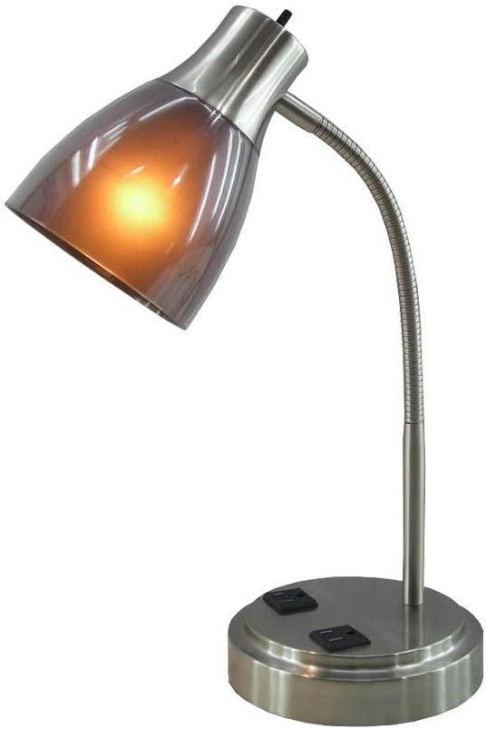 GP3-796 13W CFL Desk Lamp with Two Electrical Outlets on the Base Mount