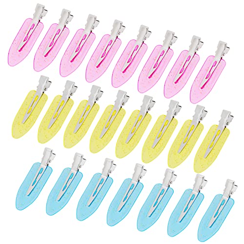 Wobe 24 Pcs Creaseless Hair Clips for Women, Translucent Pink Blue Yellow