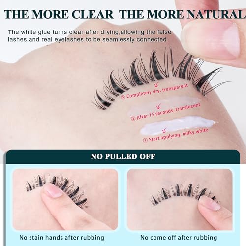 Vasa Muse Premium Lash Clusters Kit - 10-16mm Wispy Natural & Fairy Spiky WideSpan Individual Eyelash Clusters 0.05mm Ultra-thin Invisible band Eyelash Extension Kit with Bond Seal for Starter DIY - Image 7