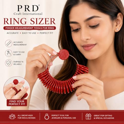 Image of Plastic Ring Sizer Measuring Tool | Finger Ring Size Gauge 1-36 | Adjustable Ring Size Checker for Men & Women | Lightweight Jewellery Measuring Tool for Home & Professional Use