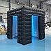 SAYOK Portable Inflatable Photo Booth Enclosure Photobooth Tent Photo Booth Backdrop Inflatable Black Cube Tent with Led Light for Advertising, Bars, Party Wedding (Two Doors, Black&White, 8.2ft)