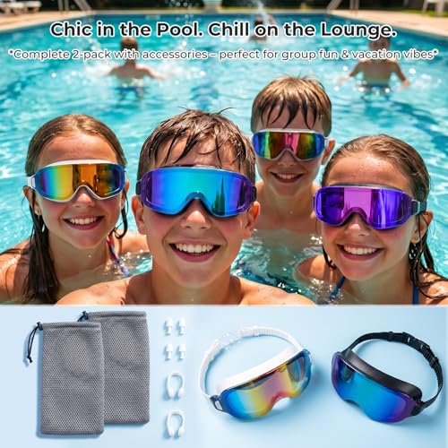 Aegend 2-Pack Swim Goggles for Youth&Adults(Small Faces),Frameless Wide View No-Leaking, Anti-Fog/UV for Teens Swimming - image 9