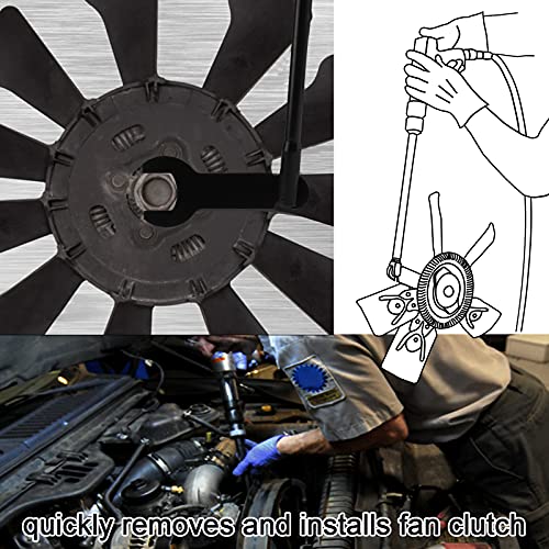 Image of BETOOLL 8PCS Pneumatic Fan Clutch Wrench - 43300 Removal Tool Kit, Auto Repair Spanner Kit Installs Compatible With Ford, GM, Chrysler and Jeep