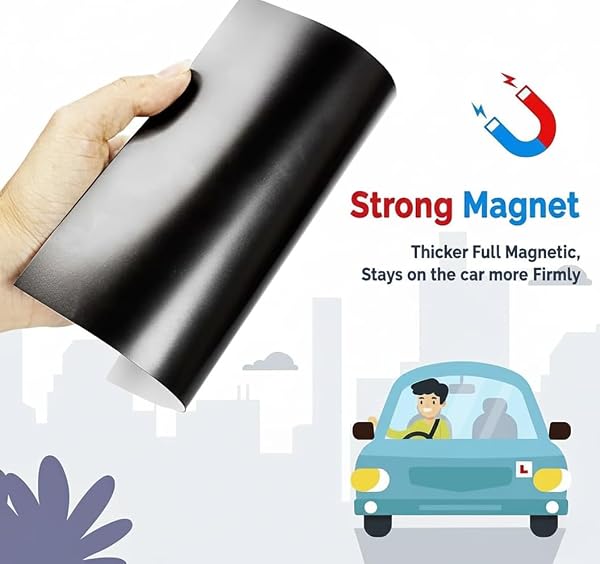 Stick Well Extra Strong 2 Pack L Plates Magnetic For Car, Extra Thick Learner Plates Magnetic, No Melting No Blow Off Easy To Move Without Scratching Painting Off - 2