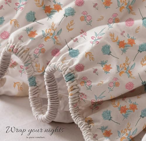 Image of VAS COLLECTIONS Cloud Cotton Corner Elastic Fitted Double Bedsheet Set (78 x 72 + 8 Inches) with 2 Pillow Covers | 160-180 TC Soft Breathable Cotton Fitted Sheet | Bed Sheet (Tropical Leaf Print)