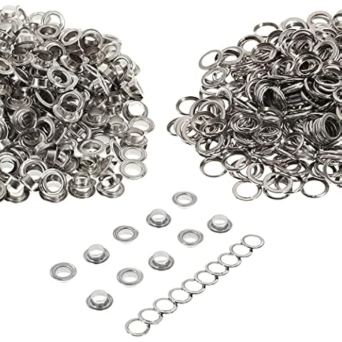 Dyna-Living 500Pcs Eyelet Punch Kit 1/4 Inch(6mm) Silver Grommets Eyelets Tarpaulin Repair Kit Fabric Leather Shoes Bag Canvas Belt DIY Crafts Gold for Dyna-Living Silver/4 Inch (6mm) Eyelet Pliers Cover
