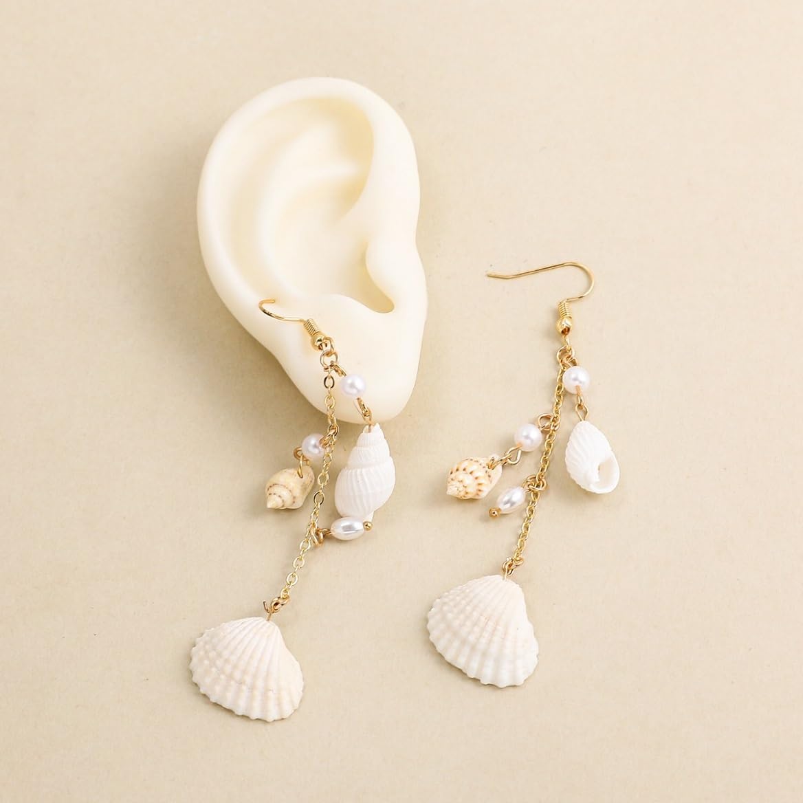Bohemian Seashell Conch Earrings - Beach Shell Long Dangle for Women - Baroque Pearl Summer Boho Jewelry for Ladies - Ocean Sea Snail Earrings - Image 4