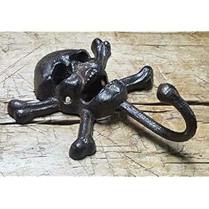 Miabe cast iron supplies for skull and crossbones towel hanger coat hat hooks hook pirate jolly roger for home decorbrown  urban country home decor