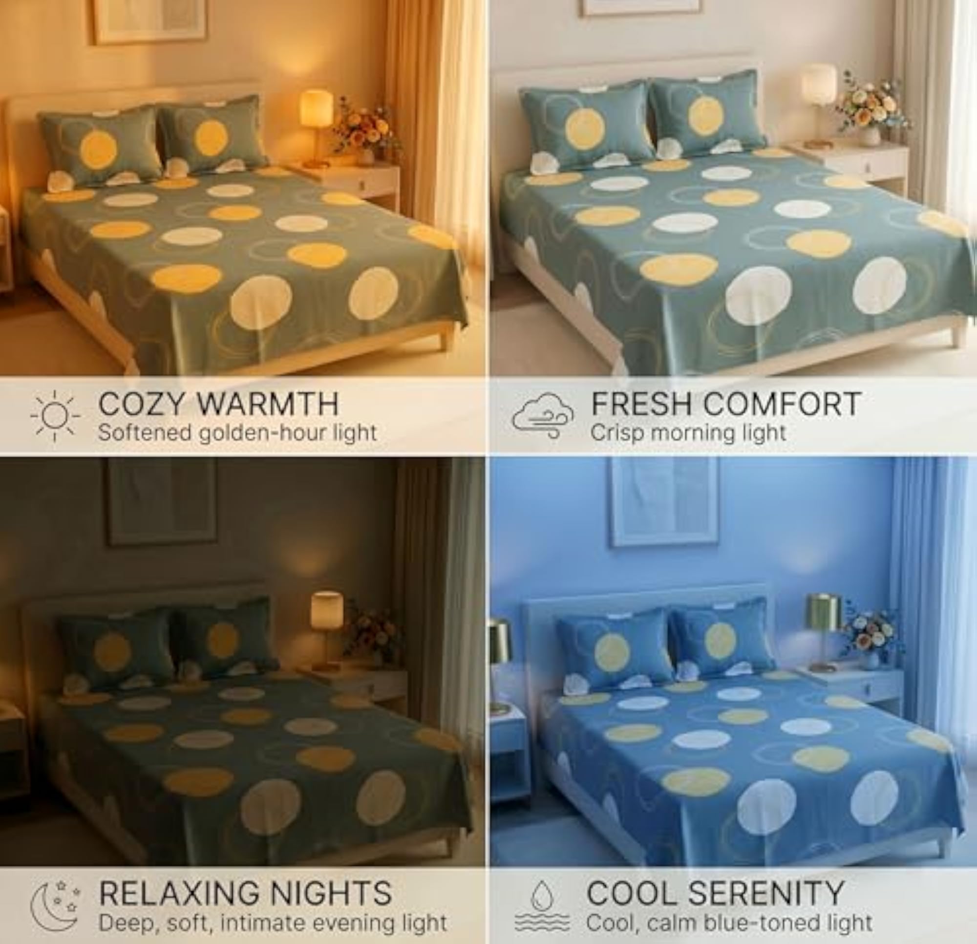 210 TC Premium Cotton Double Bed Bedsheet with 2 Pillow Covers