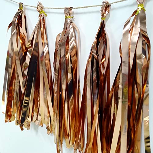 20 Pcs Shiny Paper Tassels Fringe Banner, Diy Kit Party Metallic Foil Hanging Garland, Table Decor, Party Wall Backdrop Decorations, For Bachelorette Wedding Christmas Halloween New Year (Rose Gold) #TOP1